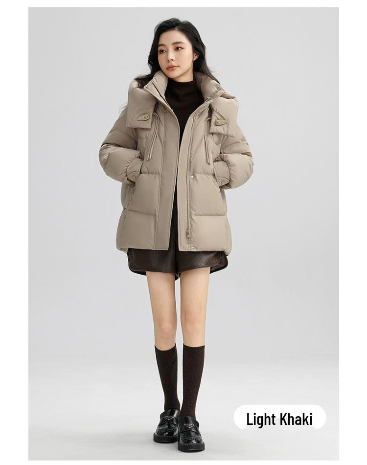 Yaya Women's 2025 Winter Ski Down Jacket - New Arrival, Short, Thickened, Hooded, Loose, Warm Duck Down Coat.