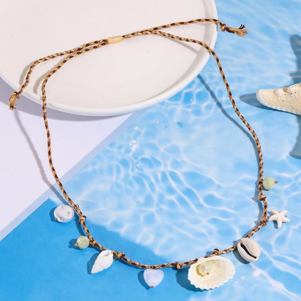 Bohemian Ocean Style Shell Necklace & Starfish Bracelet Set