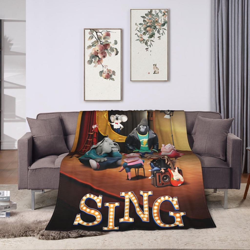 Warm Soft Blanket Camping Sing 2 Movie Characters Buster Ash Bedding Throws Flannel Bedspread For Couch Chair Sofa Bed Cover