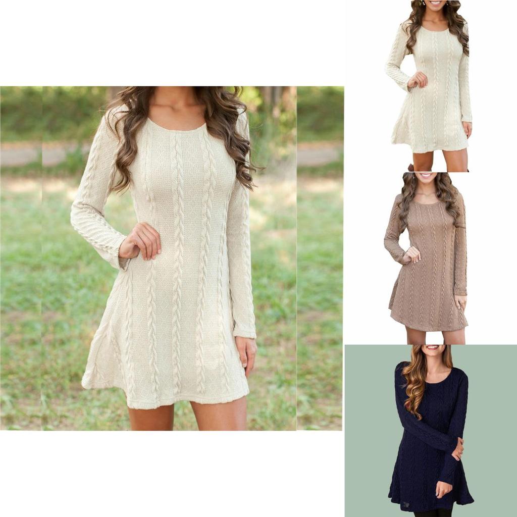 Stylish Women's Knitted Sweater Jumper Mini Dress For Cozy Winter And Autumn Wear