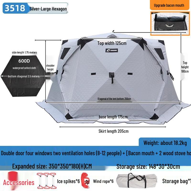 Winter Warm Tent: Insulated Cotton Ice Fishing & Camping Shelter