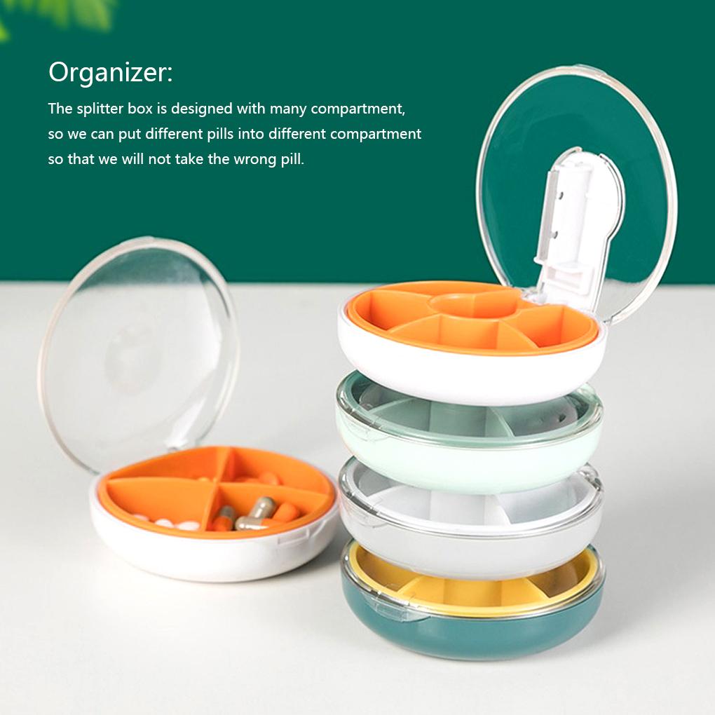 Pill Splitter Box ABS PC Resuable Stainless Steel Slicer Storaging Tablet Divider Office Business Trip Organizer Accessories
