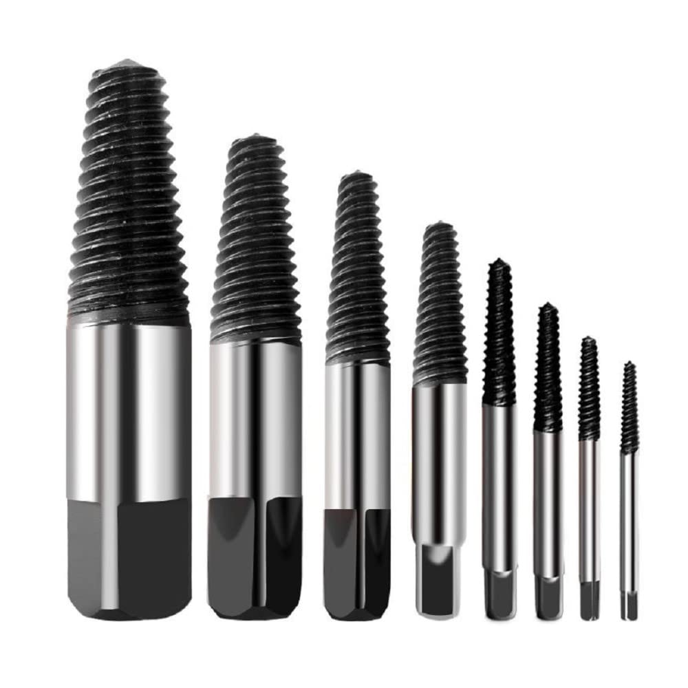 EINEY Screw Extractor Set, Removes Stripped Screws, Reverse Taps, Bolt Extractors, Bolt Puller, Set of 8