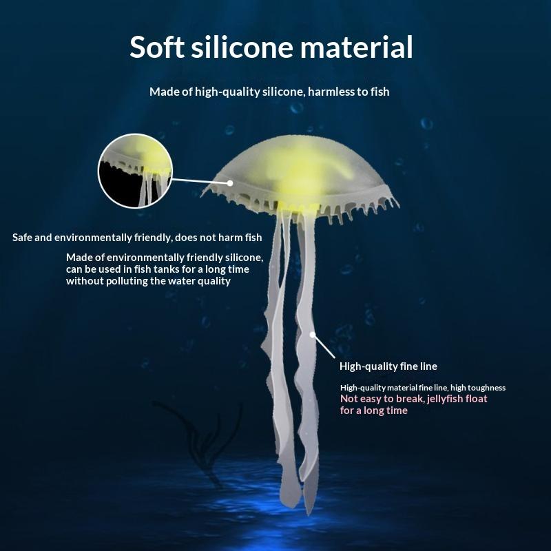 1Pc Luminous Floating Jellyfish Aquarium Decoration Multicolor Glow in Dark Non-Toxic Ornament for Saltwater Fish Tank Decor