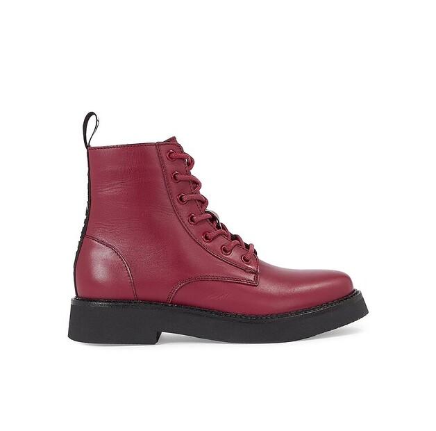 Ботильоны Tommy Jeans Tjw на шнуровке на плоской подошве EN0EN02310 бордового цвета