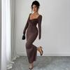 European American Elegant Solid Color Lace Hip Skirt Dress Women's Autumn Winter