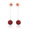 Christmas Red Bow Drop Earring For Women Temperament Heart Flocking Bowknot Christmas Earring Girls New Year Festival Jewelry