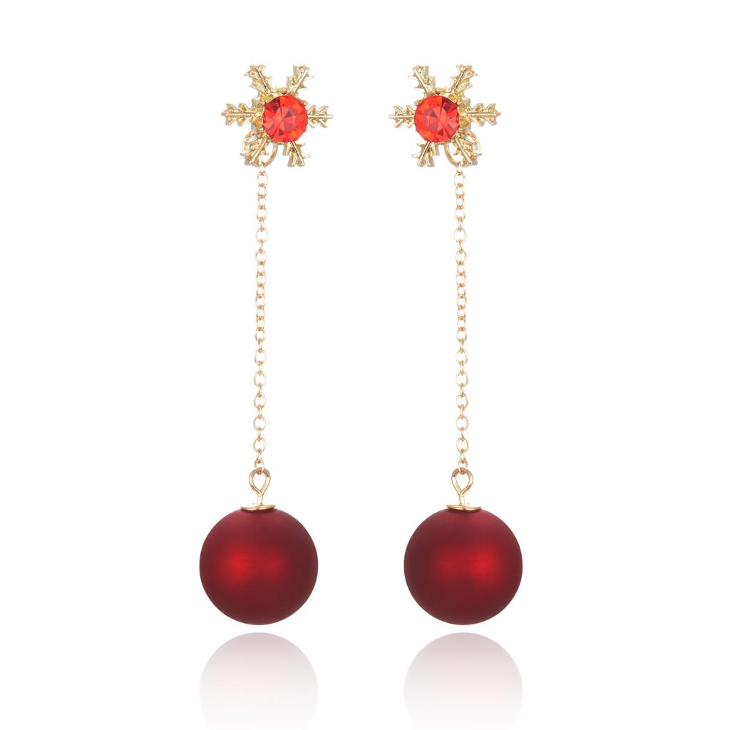 Christmas Red Bow Drop Earring For Women Temperament Heart Flocking Bowknot Christmas Earring Girls New Year Festival Jewelry