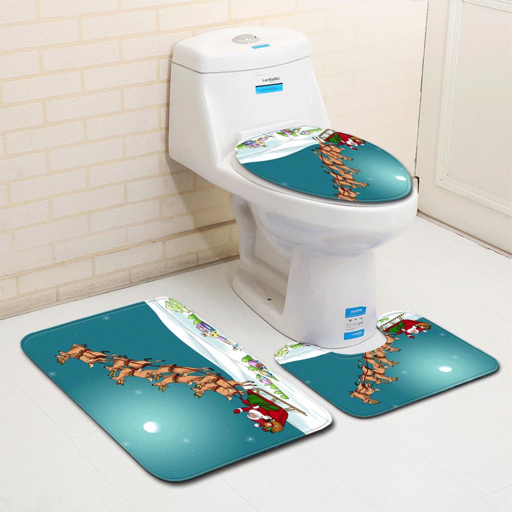 Weihnachts-Badezimmer-Bodenmatte Toilette Dreiteiliges Set