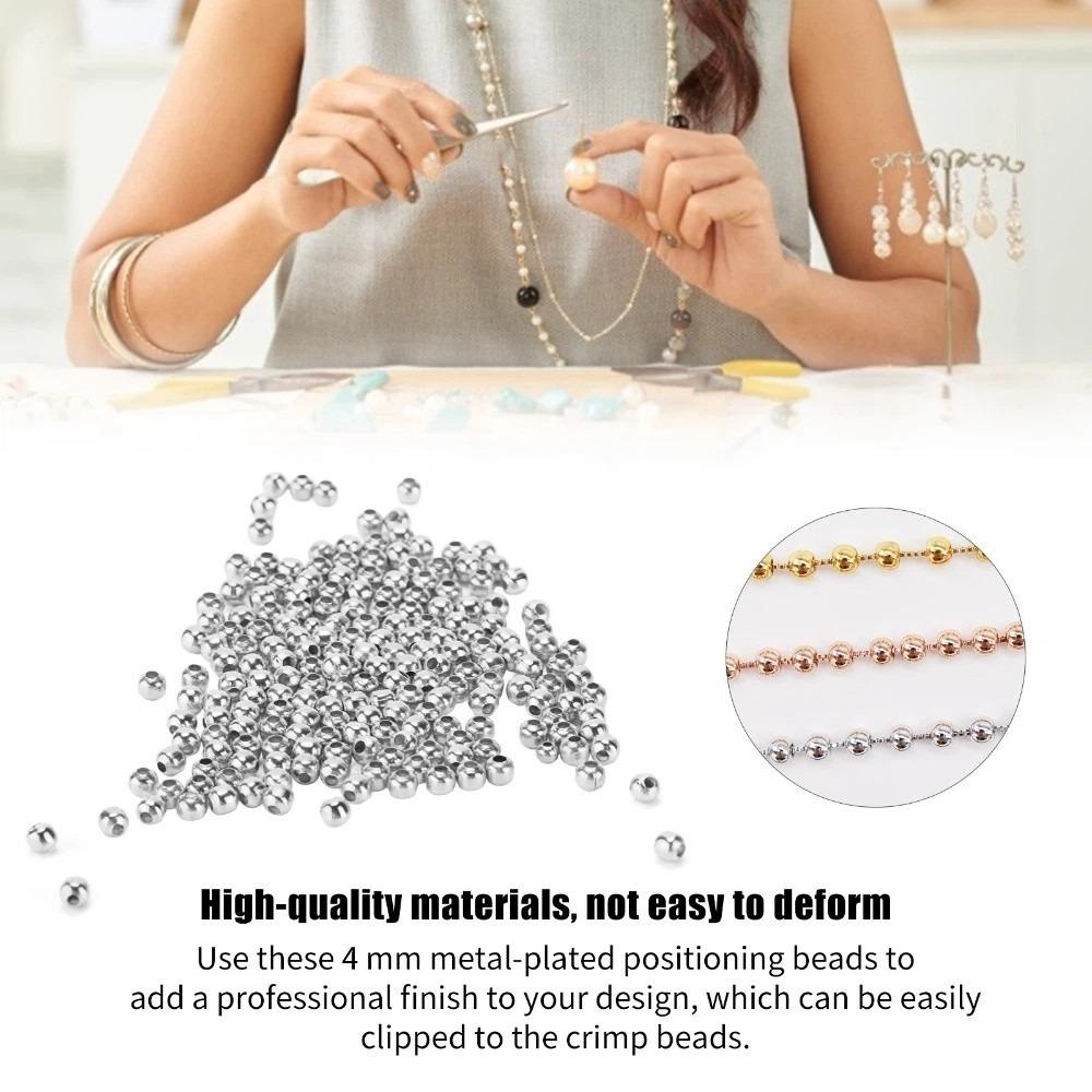 

200pcs Smooth Round Jewelry Beads Ball End Spacer Beads Jewelry Tools Beading Supplies DIY Jewelry серебряный