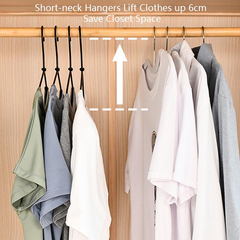 10pcs Upgraded Short Neck Hangers,Ultra-thin Space Saving Latex Clothing Hanger for Storage,Non-trace Skin-Smooth Drying Racks
