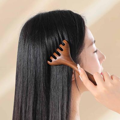 Yousheng Six-Claw Meridian Massage Comb Long Handle Sandalwood Scalp Massager Comb Deer Antlers Wide Tooth Body Massage Guasha Scrubber Tool