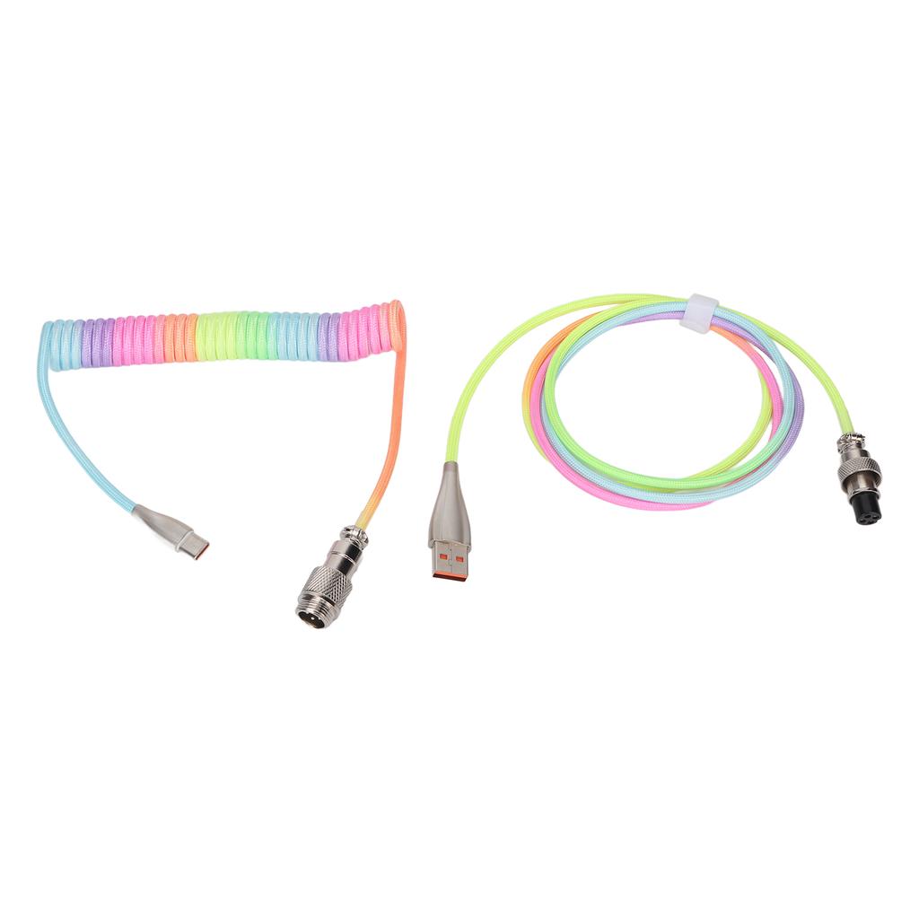 Gaming Keyboard Cable Gradient Color RGB Luminous Custom Mechanical Keyboard Retractable USB C