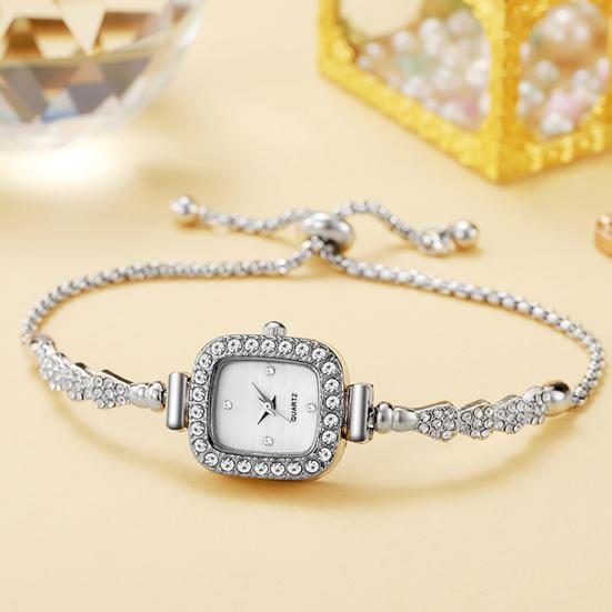 Damen Vintage Petite Armband Zierliches Armbanduhr Kleines Quadrat Analog Quarz Uhr Luxus Damen Dünnes Armband Strass Armbanduhr für Damen Geschenk