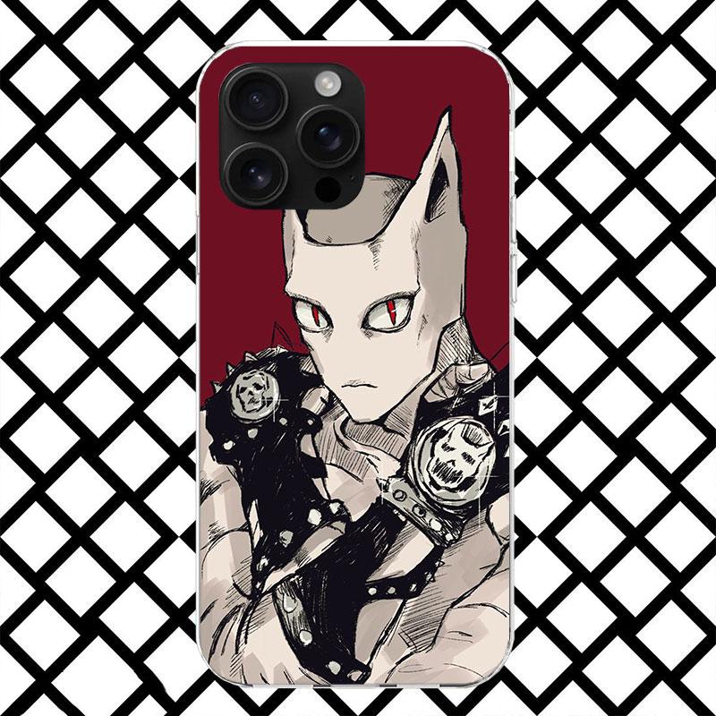 JoJo Kira Yoshikage Killer Queen Phone Case for iPhone 17 Air 16 16E 15 14 Plus 13 Mini 12 11 Pro Max 7 8 + SE 2020 Soft Cover F