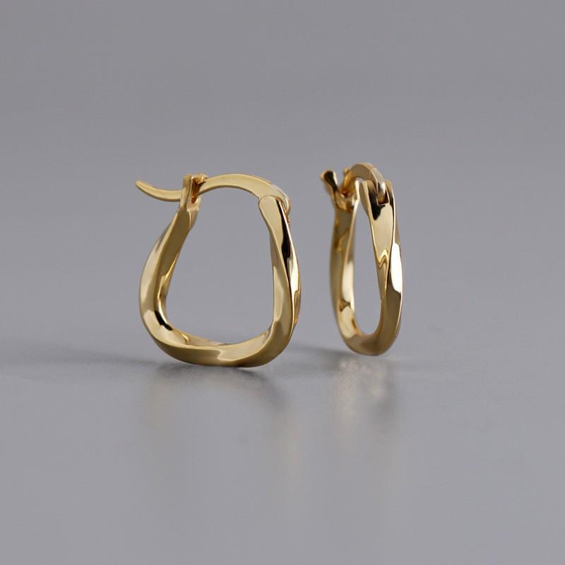 Sterling Geometric Twist Hoop Earrings Women Gold Plated Fashion Statement Ear Cuffs 925 Sterling Silver