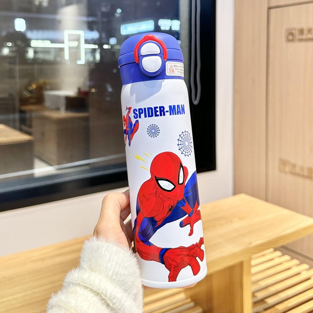 Spider Man Childrens Insulated Water Bottle With Stainless Steel Double Wall And Straw For Kids Travel
