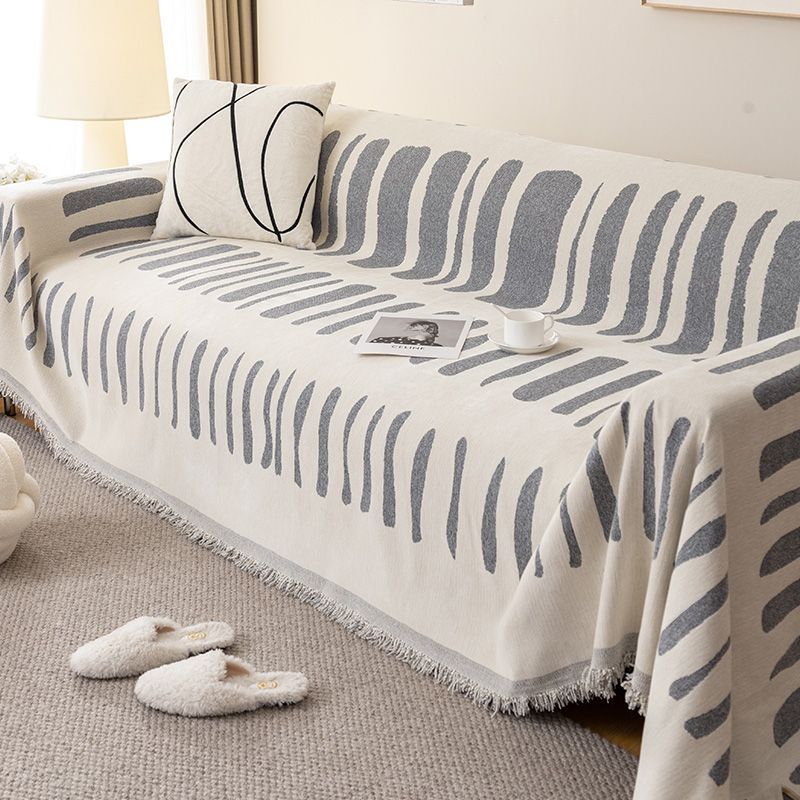 Thicken Chenille Blanket Classic Black Stripe Sofa Blanket Summer Couch Non Slip Blanket Office Nap Shawl Cushion Sofa Covers
