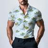 Men's Fashion Printed Satin Short Sleeve Shirt Top