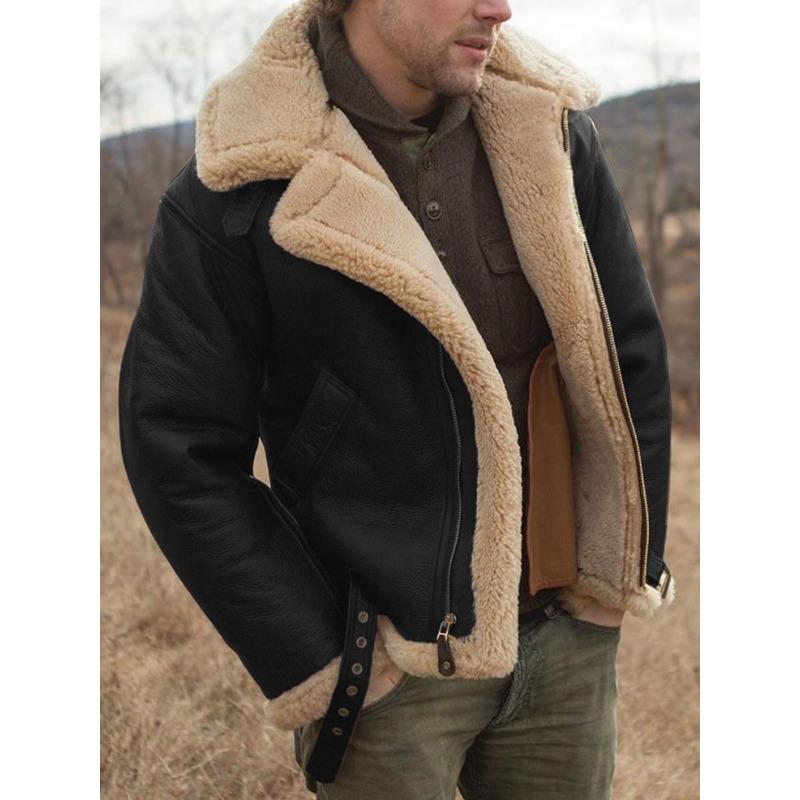 Thickened Fur All-in-one Men's Jacket Long Sleeve Artificial Fur