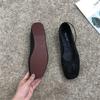 Pleated Single Shoes Women Square Toe Soft Ballet Flats Slip On Solid Color Elegant Dance Shoe Cross Ladies Loafers