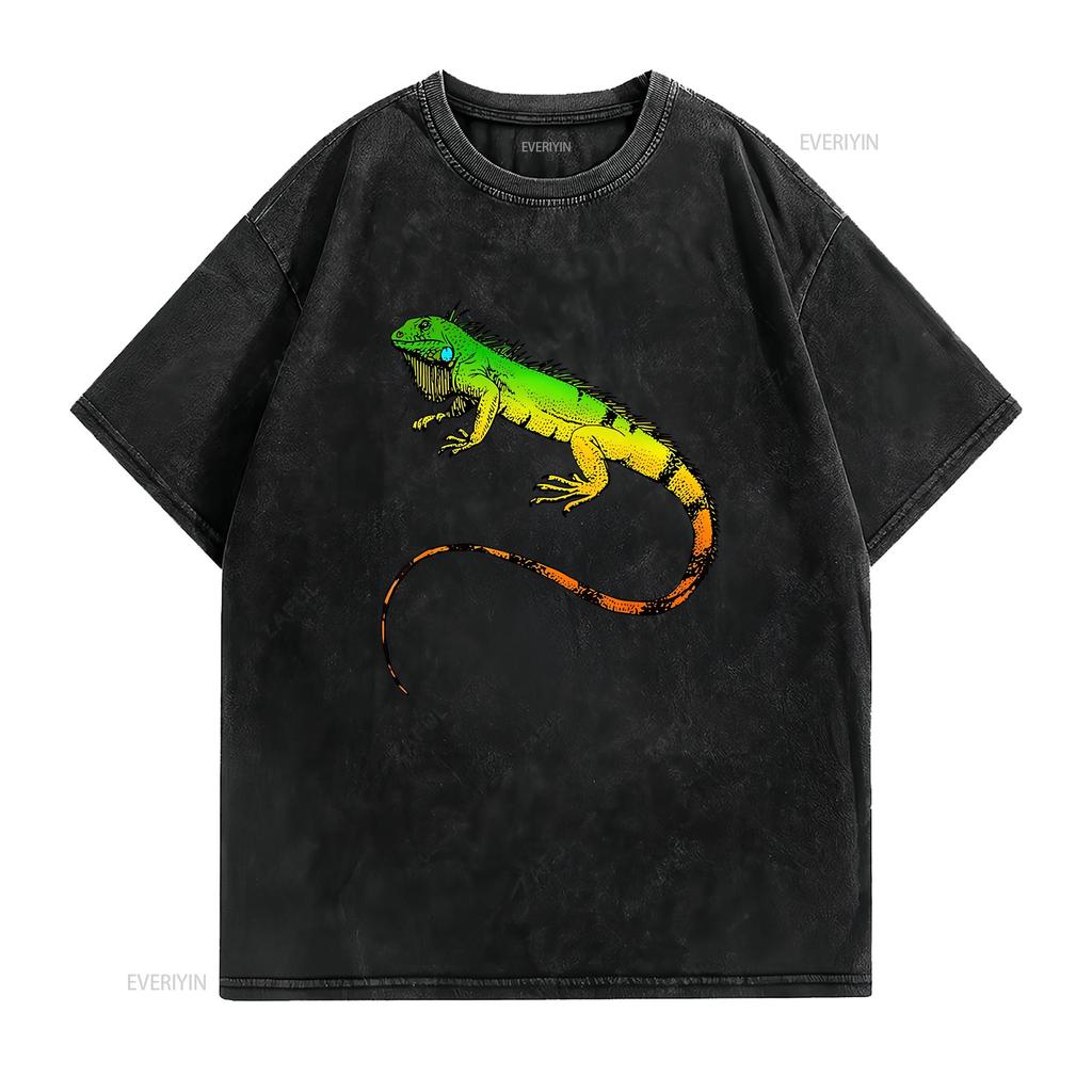 Iguana Lizard T Shirt Beautiful vintage Washed Breathable streetwear graphic Stylish Comfortable designer clothes Unisex