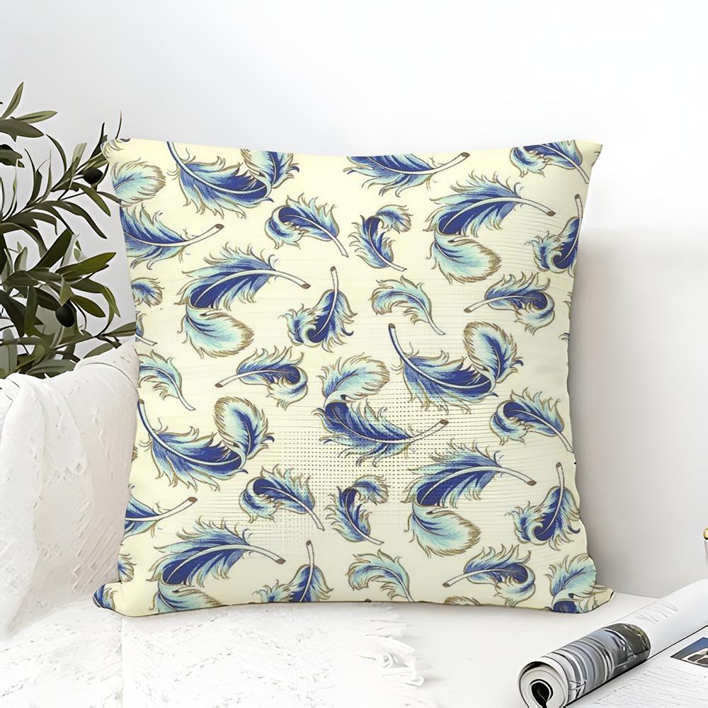 Light Beautiful Feather Pattern Pillow Case linen pillow case sofa home decor cushion cover cushion cove