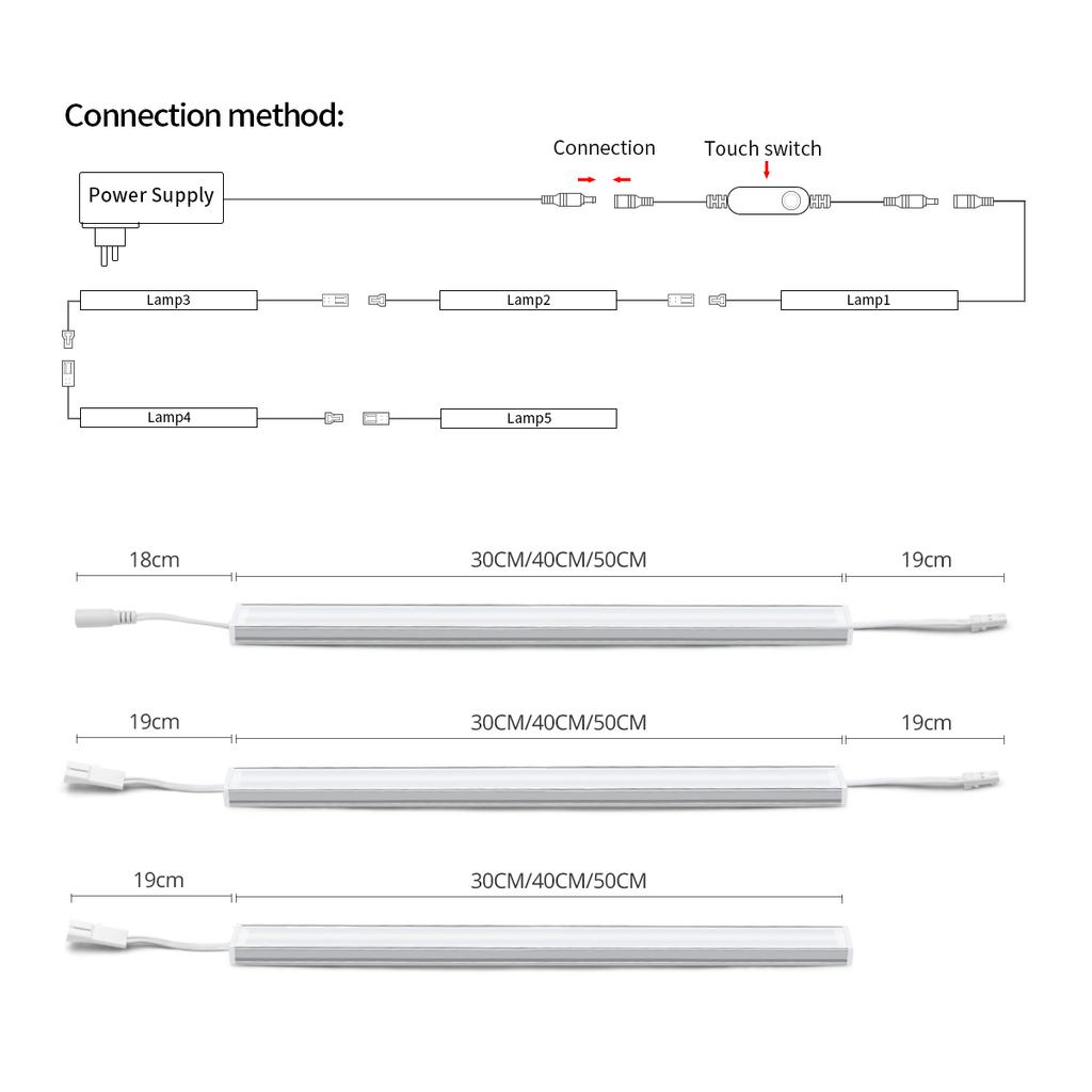 Zigbee Inteligentní ovládání spínačů Alexa Tuya APP Stmívatelné LED světlo pod skříňku 12V hliníková lampa domácí šatní skříň dekorace skříně
