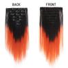 7 szt. doczepianych włosów na klipsy 16 klipsów Krótkie proste syntetyczne dopinki do włosów Czarny pomarańczowy kolor ombre dla dziewcząt do codziennego użytku