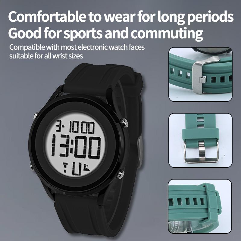 Outdoor Sport Digital Watch For Men Waterproof Large Screen Countdown Alarm Wrist Watch Silicone Band Student Electronic Clock
