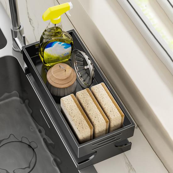 Kitchen Storage Rack Sponge Holder Drain Basket Multi-Purpose Organizer for Sponges Rags And Cleaning Supplies