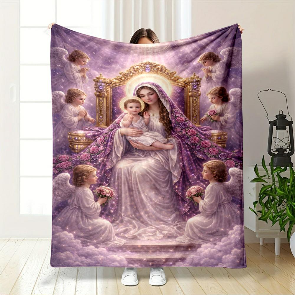 Heavenly Angelic Scene in Soft Pastel ColorsFlannel blanket for bedroom, living room, sofa, and nap