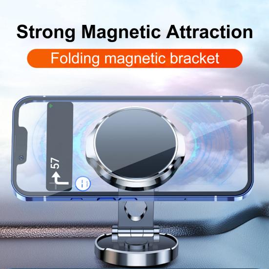 Car Phone Holder Magnetic Phone Rotation Round Adjustable Foldable Height 360 Auto Mobile Mount Support Stand