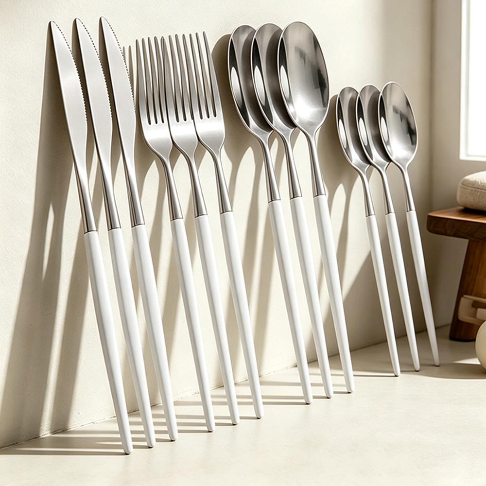 12 Delen/Set Zwart Goud Bruiloft Bestekset Roestvrij Staal Tafelgerei Mes Vork Lepel Servies Set Keuken Bestek Zilverwerk