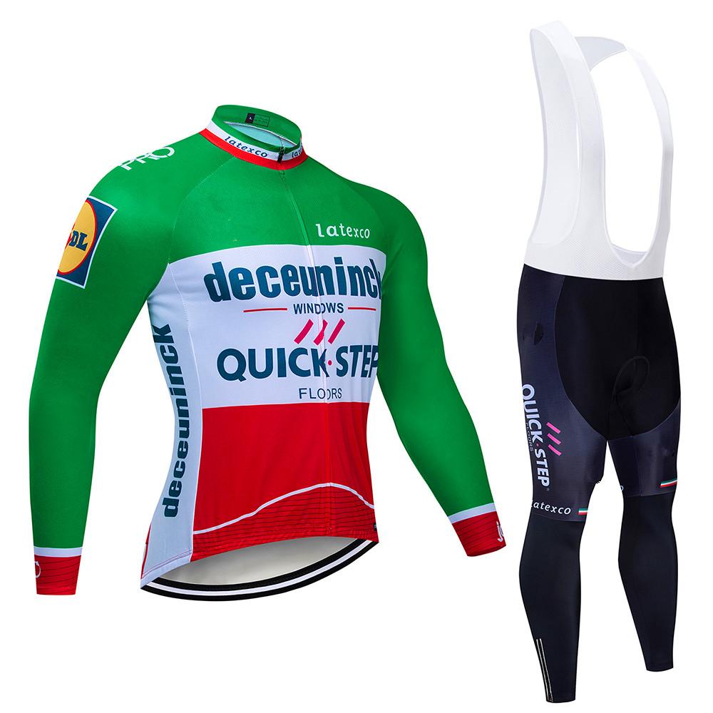 

2025 Quick Step Cycling Jersey Set Team Long Sleeve Cycling Clothing Sports Breathable Men Road Bike Suit MTB Pants Wear Autumn S