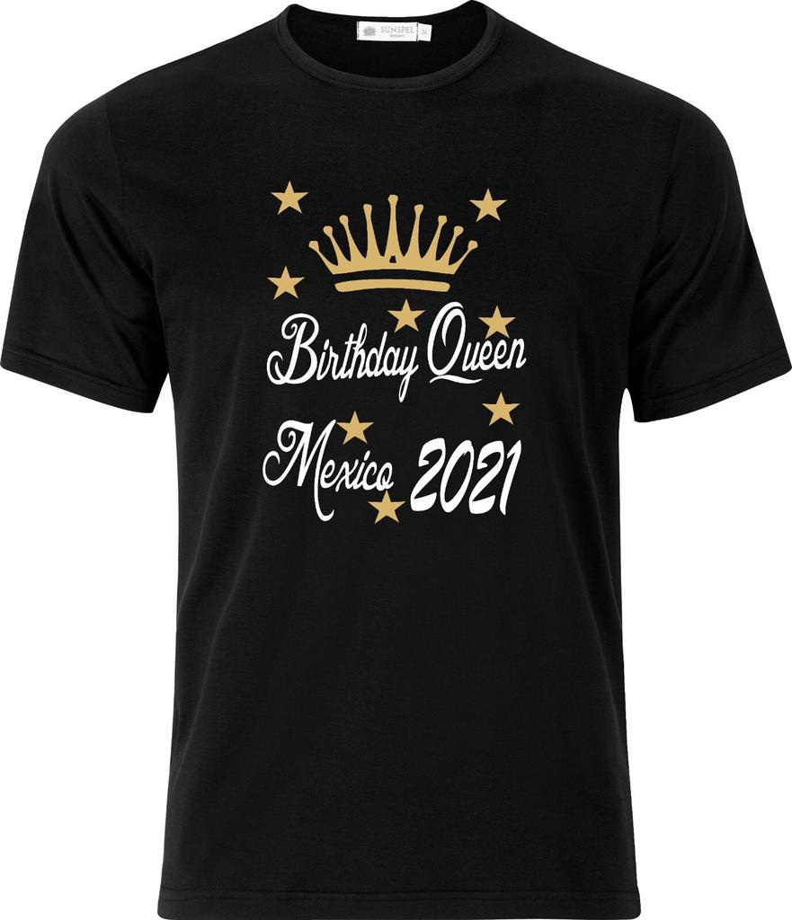 Personalised Birthday Queen Full Colour D.T.F Black Cotton T Shirt Mens Womens Tees Top