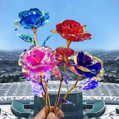 SALE Valentine's Day Creative Gift 24K Foil Plated Rose Gold Rose Lasts Forever Love Wedding Decor Lover Roses Creative Gift