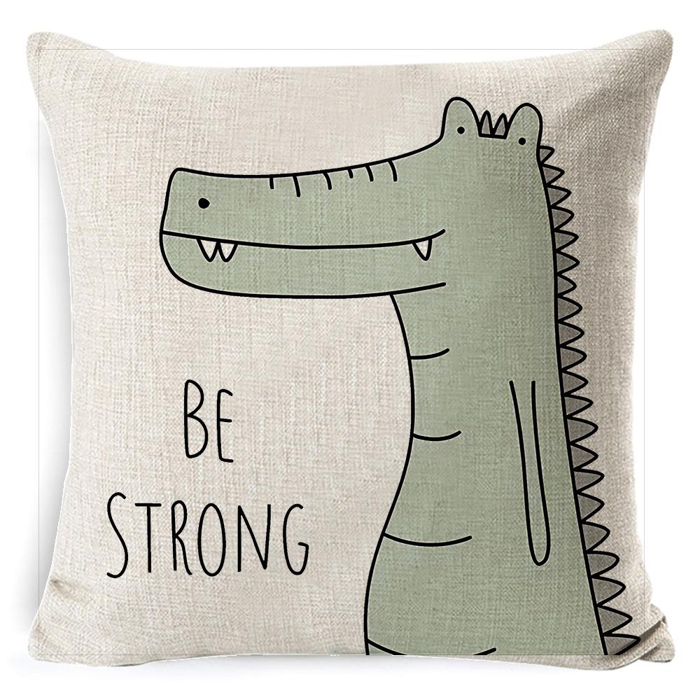 Super Cute Cartoon Linen Pillow Case Digital Printed Cushion Sofa Bed Pillow Simple
