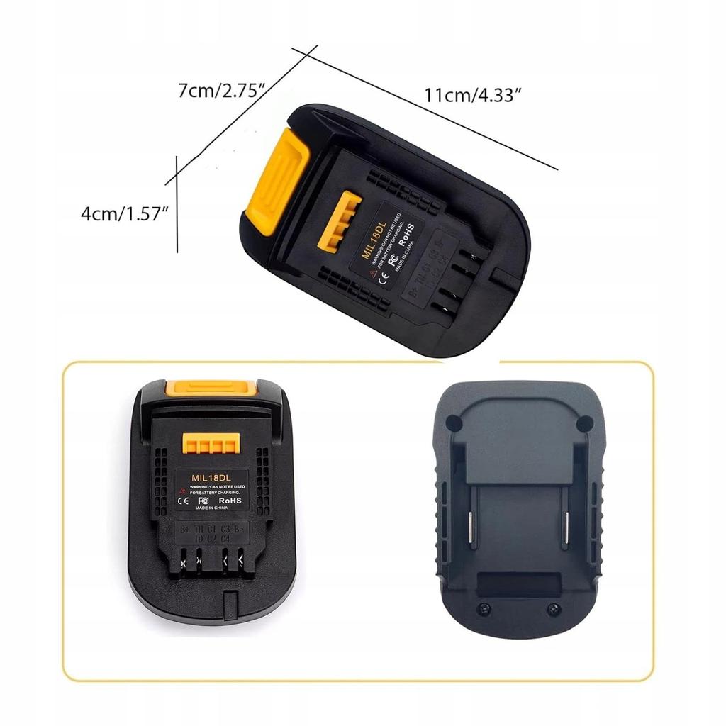 Rosfix Adapter für Milwaukee 18V Akku auf Dewalt 18V – Kompatibilität mit Dewalt 18V Werkzeugen | Robuste Konstruktion | Einfache Montage