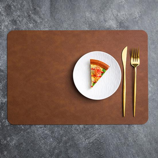 Faux Leather Placemat Waterproof Heat-Resistant Non-slip Heat Insulation Dishwasher Safe Rectangle Dining Table Protection Decoration Pad Kitchen