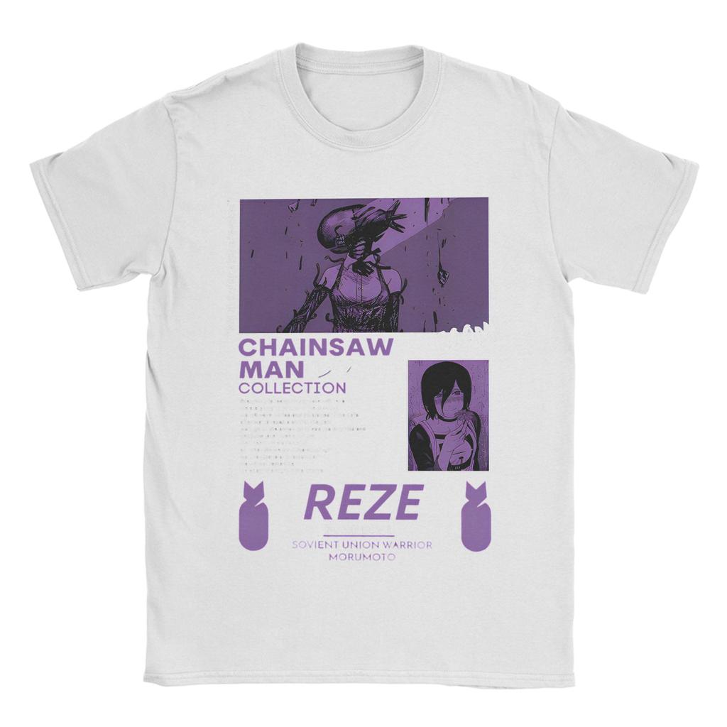 Chainsaw Man Reze T Shirts Men Women 100% Cotton Funny T-Shirt Round Collar Anime Movie Tee Shirt Short Sleeve Tops 4XL 5XL