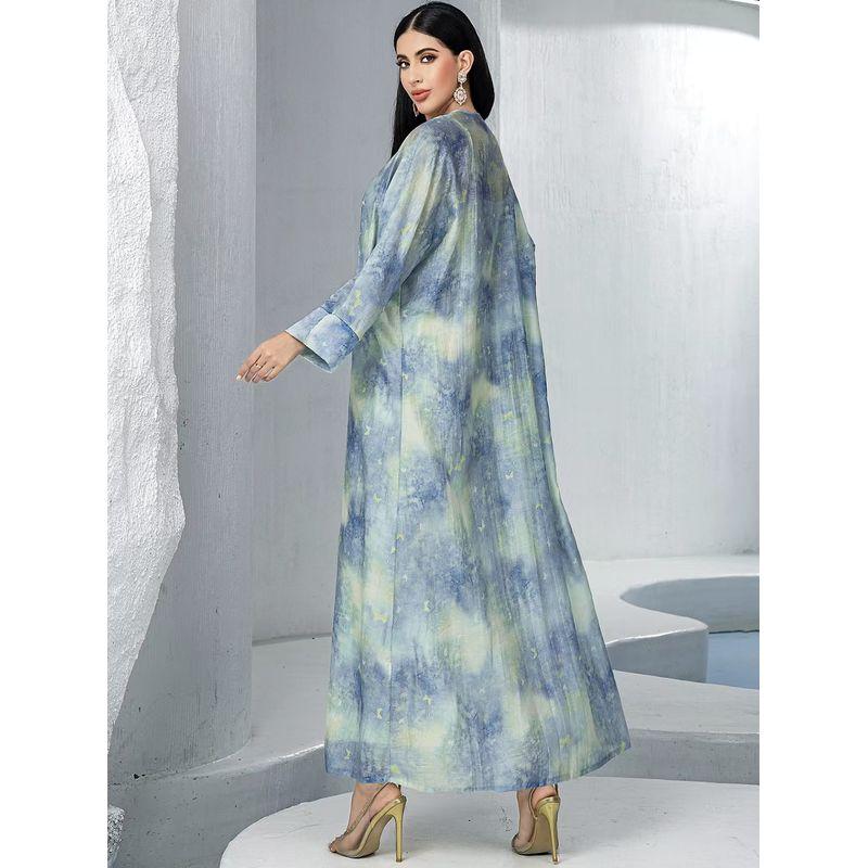 New Arrival Middle East Blooming Print Robe Suspender Skirt Two-Piece Suit Strap Skirt Printed Robe Set