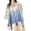 Open Front Fringe Knitted Capelet for Women Soft Breathable Travel Cardigan Shoulder Wrap Hollowed Out Shawl Wrap