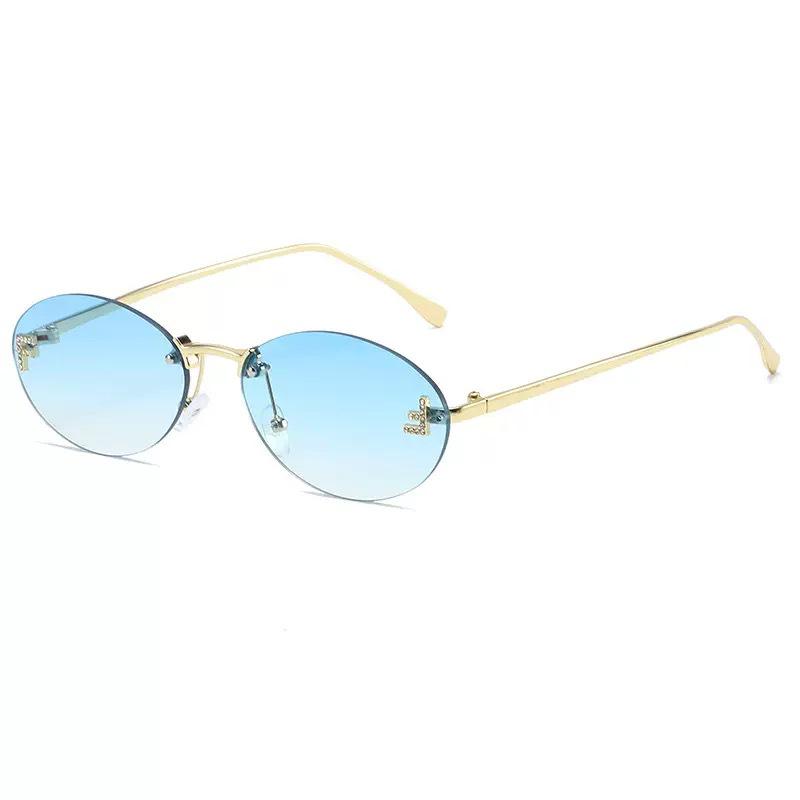 Frameless Diamond-Studded UV Protection Sunglasses, Trendy Celebrity Style