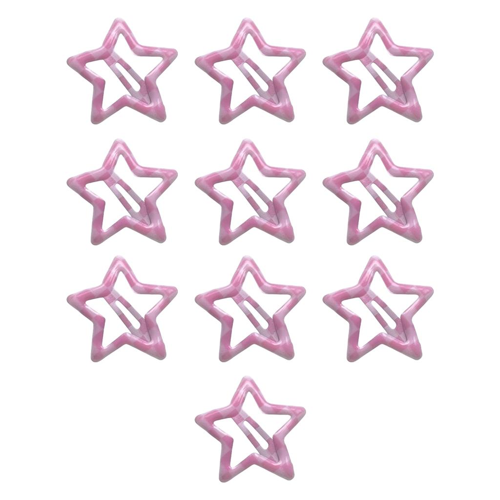 10pcs Stylish Lattice Star Hairpin Colorful Hair Clip Casual Wear Hair Barrettes for Teenagers and Children
