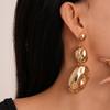 High-End European & American Metal Oval Earrings and Necklace Set - Simple Clavicle Chain for Women