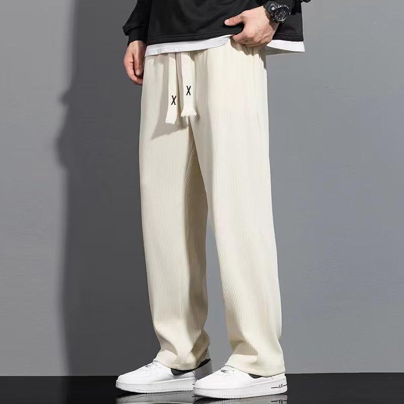 Men's Quick-Drying Ice Silk Casual Pants - Thin, Loose, Straight-Leg, Perfect for Spring and Summer