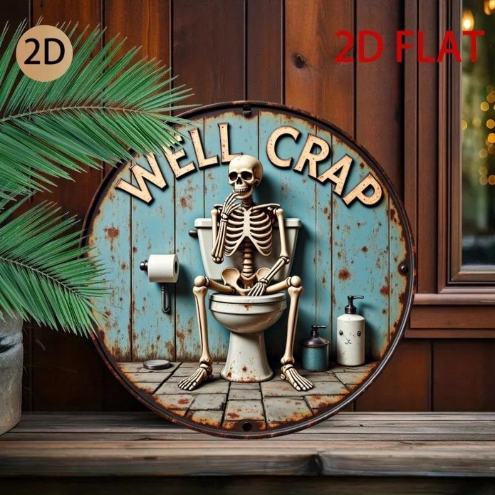 Gotische Vintage Skelett Toilette Metall Wandkunst Rustikales Badezimmer Dekor Schild