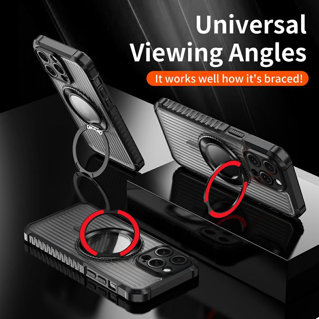 For iPhone 14 Pro Magnetic Case with Kickstand PC+TPU Phone Back Cover