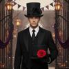 Vibrant Red Gothic Top Hat Artificial Rose Magician Fedora Headwear Rose Gentleman Cap  Live Shows